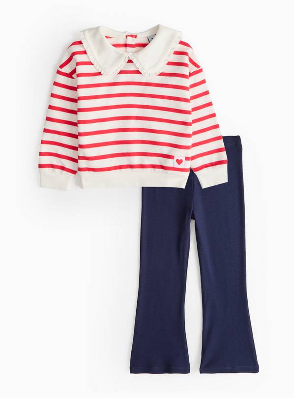 Red Stripe Collared Sweatshirt & Trousers Set 3-4 years